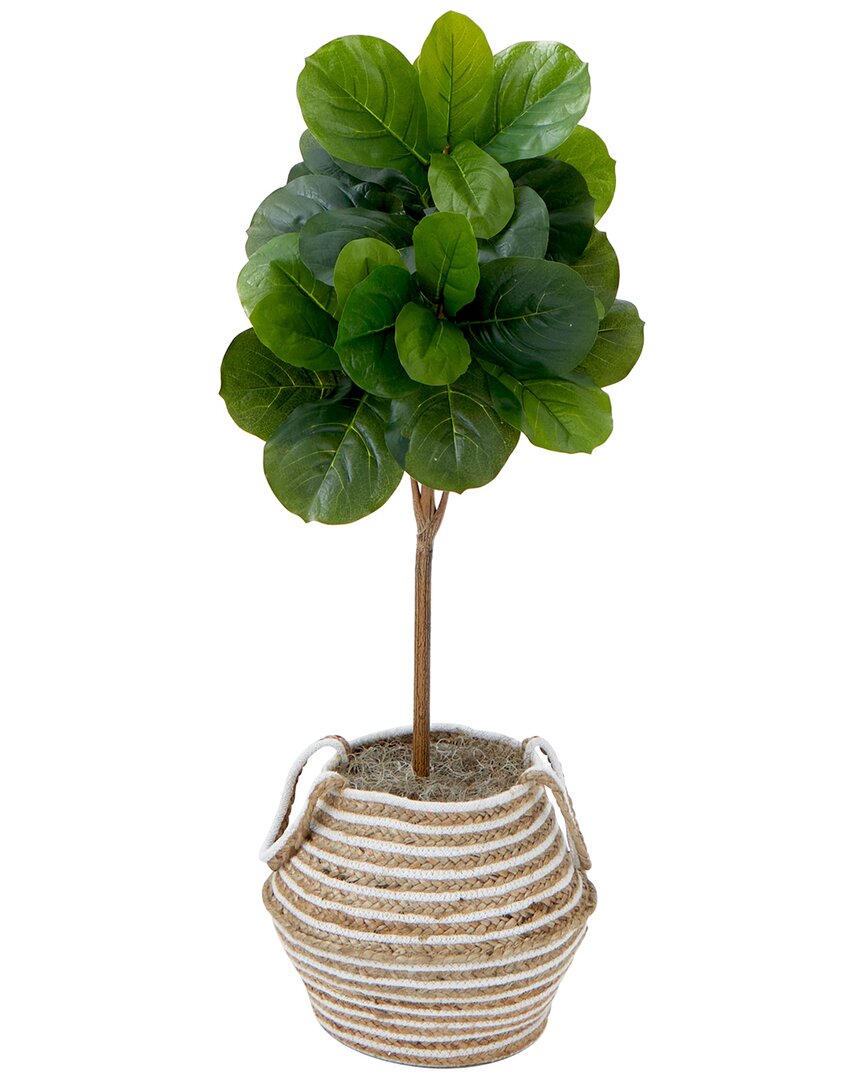 Nearly Natural 3.5ft Artificial Fiddle Leaf Fig Tree With Handmade Tassel Basket Diy Kit In Green
