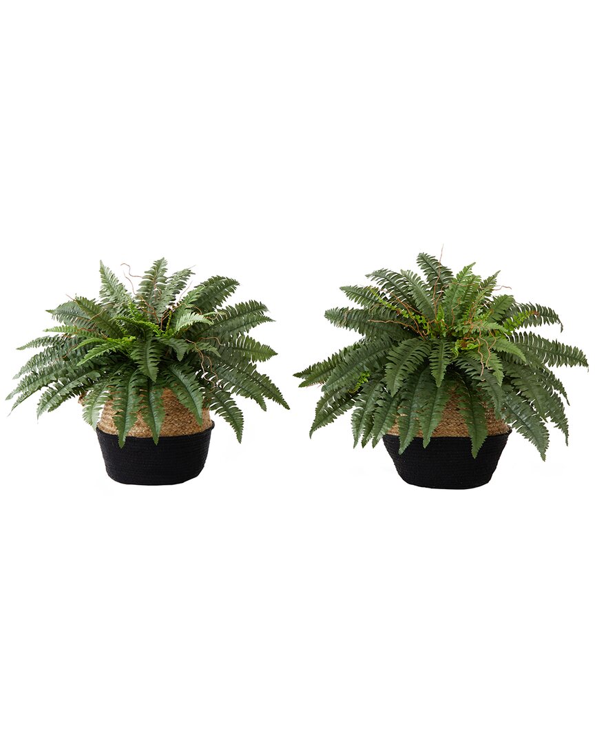 Nearly Natural Set Of 2 Boston Fern Diy Artificial Plants In Green