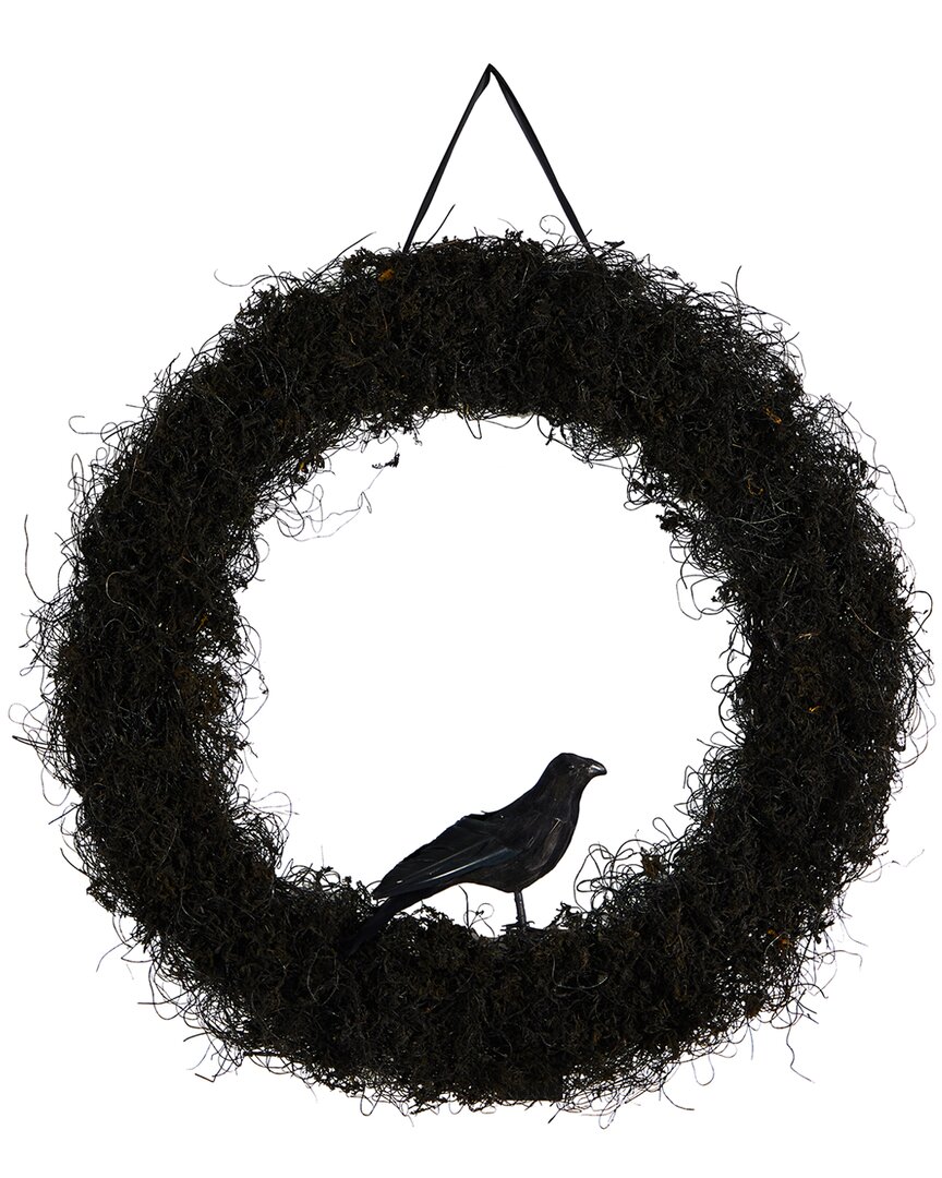 Nearly Natural 30in Halloween Raven Twig Wreath In Black