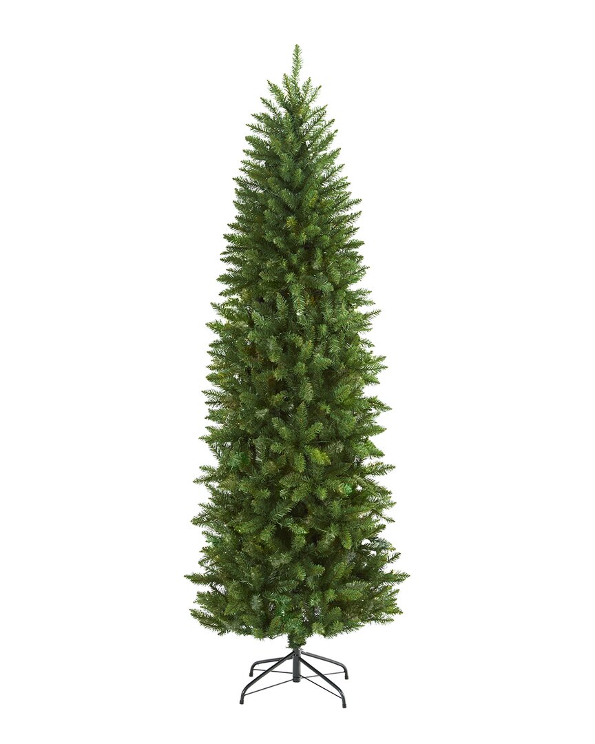 Nearly Natural 6.5ft Slim Green Mountain Pine Artificial Christmas Tree With 851 Bendable Branches