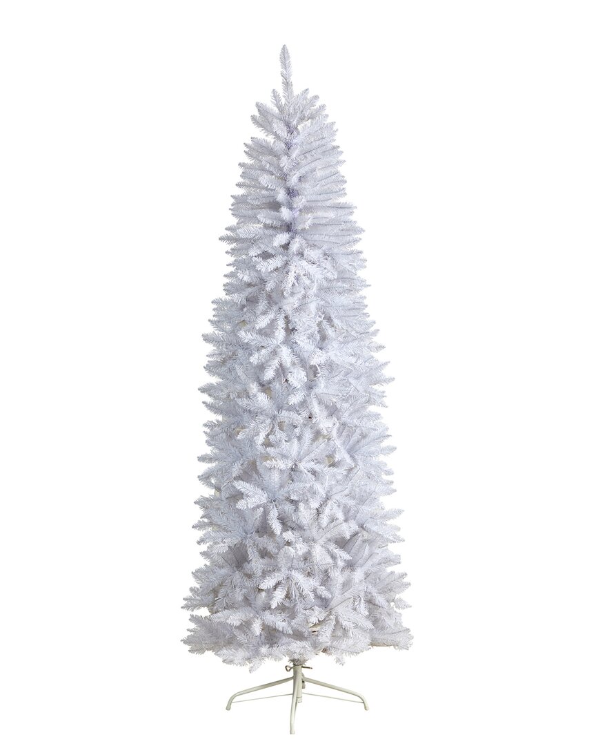 Nearly Natural 7ft Slim White Artificial Christmas Tree With 995 Bendable Branches In White