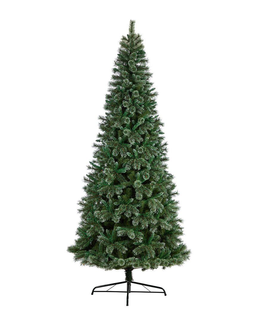 Nearly Natural 10ft Wisconsin Slim Snow Tip Pine Artificial Christmas Tree With 1652 Bendable Branches In Green