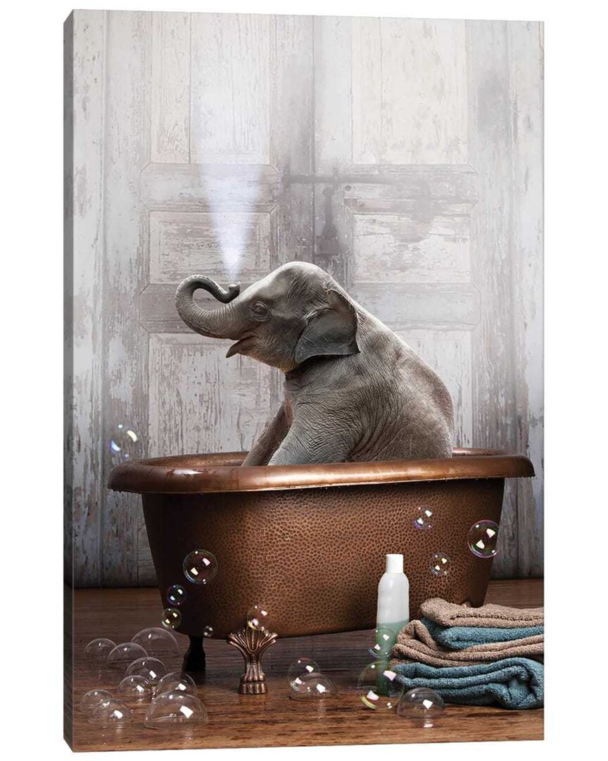 Icanvas Elephant In The Tub By Domonique Brown Wall Art