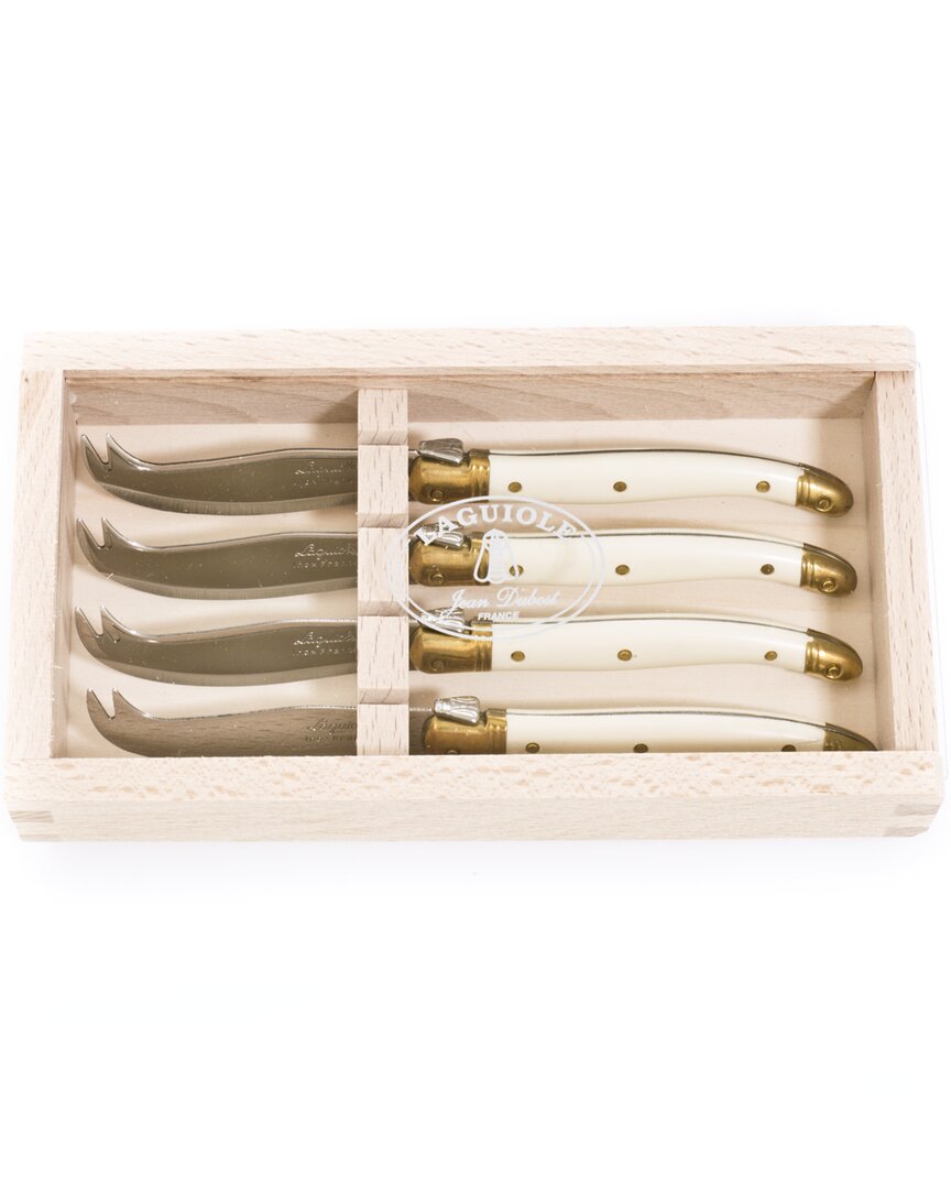 Jean Dubost Laguiole Set Of 4 Cheese Knives In Multicolor