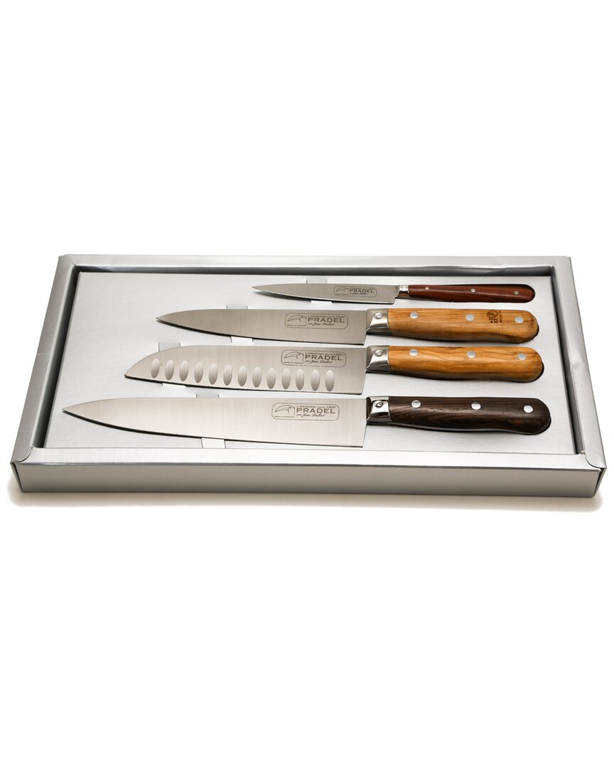 Jean Dubost Laguiole 4pc Mixed Wood Kitchen Knives