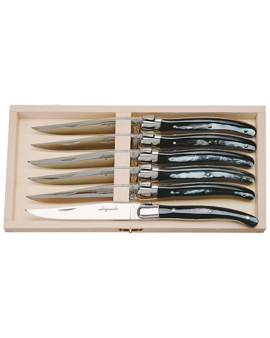 Jean Dubost Laguiole Set Of 6 Horn Handle Knives