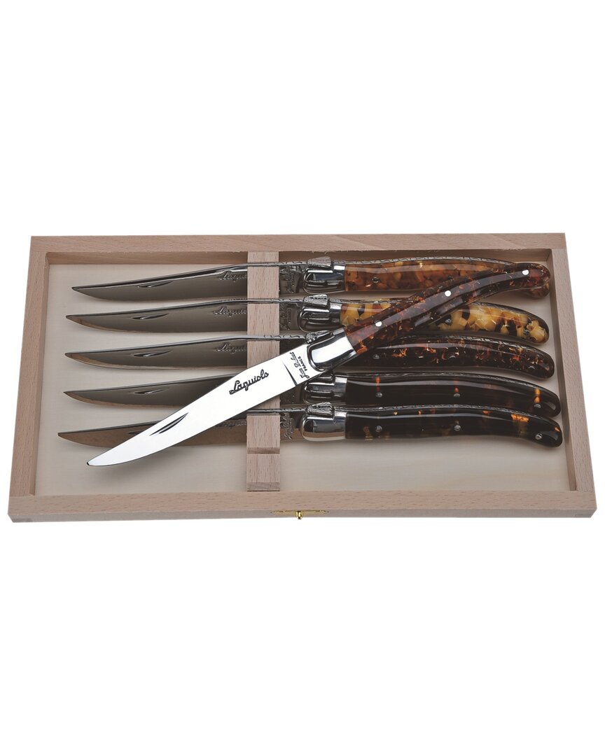Shop Jean Dubost Laguiole Set Of 6 Tortoise Acrylic Steak Knives
