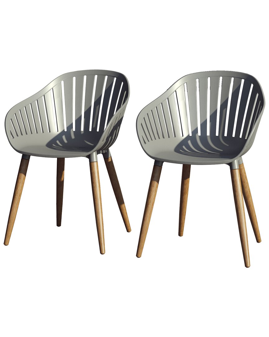 Amazonia Outdoor Patio 2pc Wood Grey Chairs