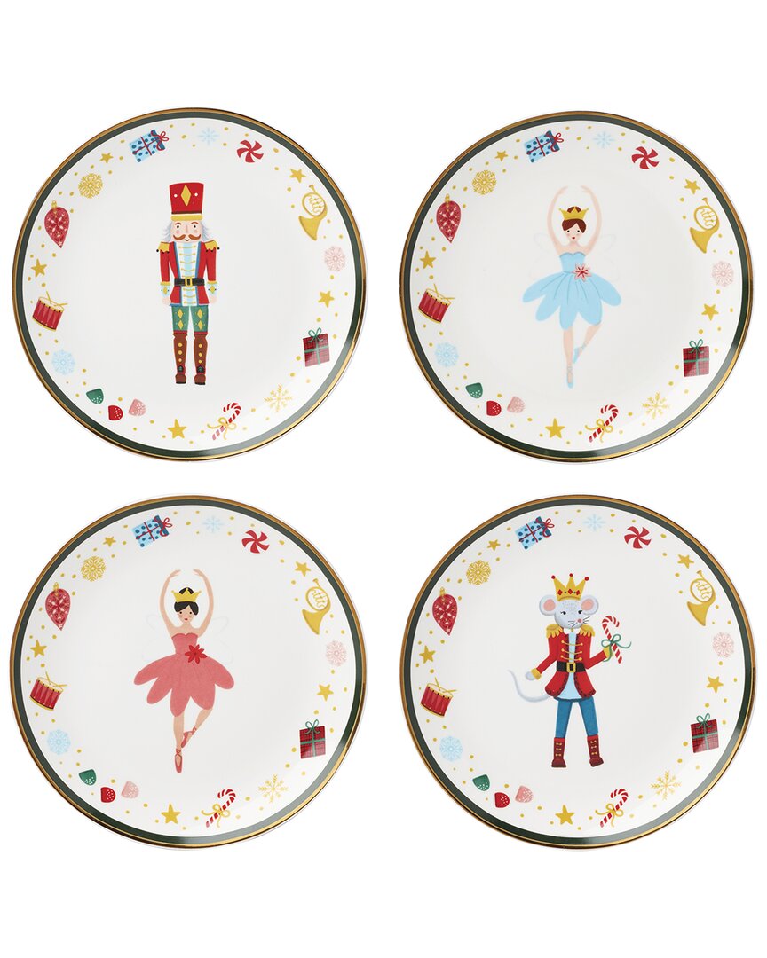 Lenox Set Of 4 Nutcracker Ballet Tidbit Plates, Assorted In Multi