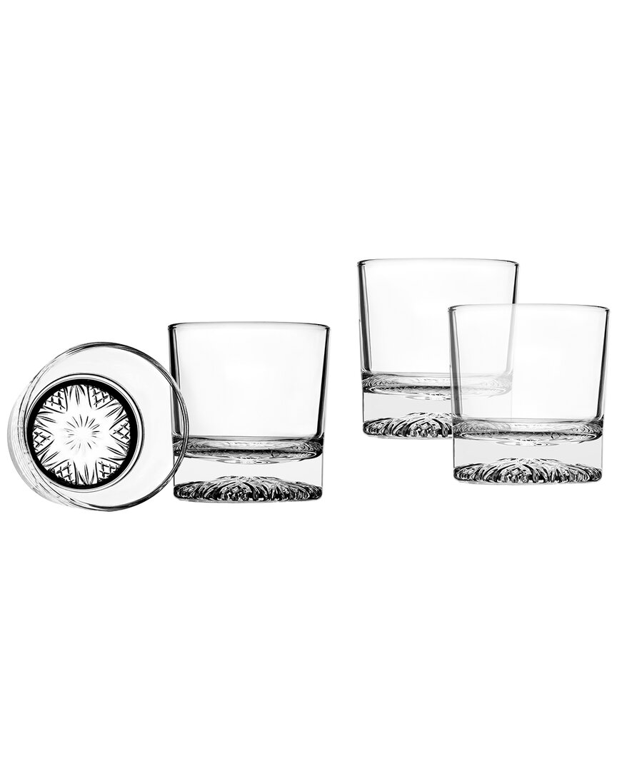Godinger Set Of 4 Dublin Crystal Contempo Double Old Fashioned Glasses