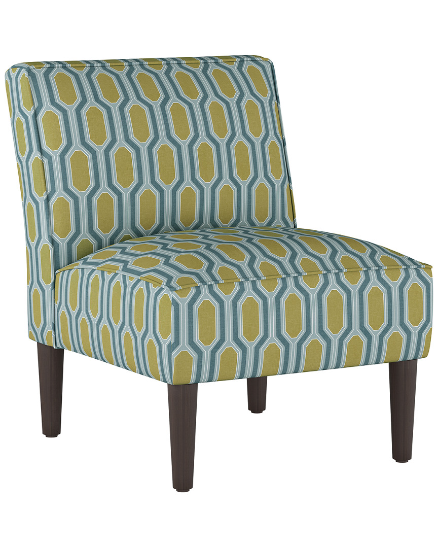 Skyline Furniture Armless Chair In Hexagon Teal Yellow Oga In Multi