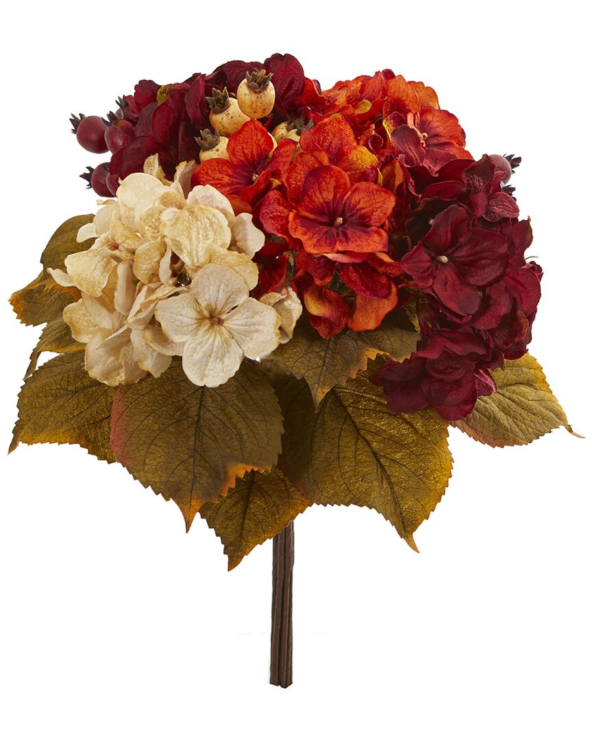 Nearly Natural Set Of 2 16 In. Autumn Hydrangea Berry Bouquet Artificial Flower In Multi