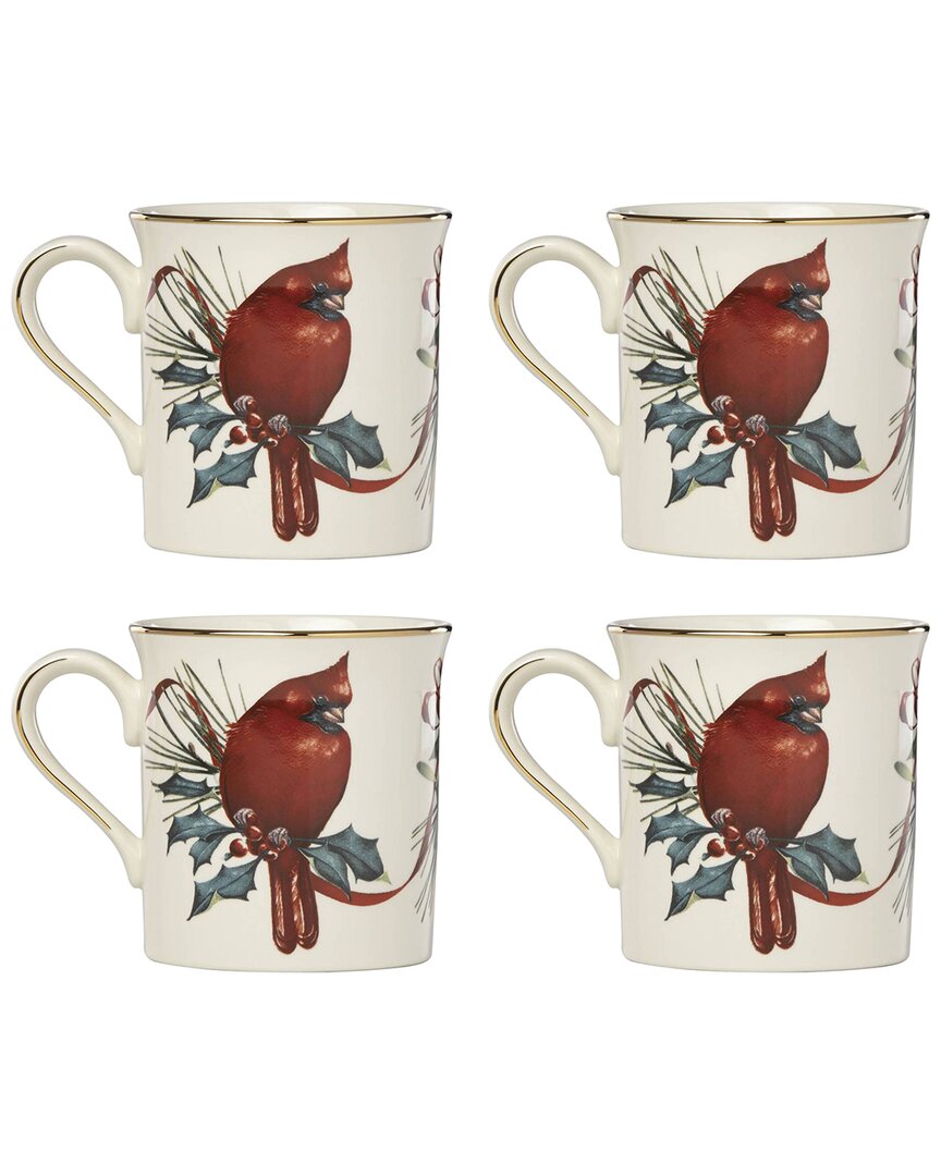 Lenox Winter Greetings Mugs, Set Of 4 In White