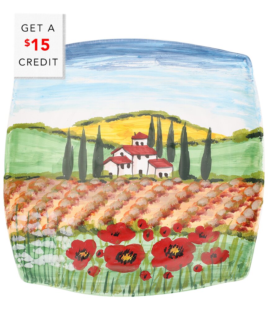 Vietri Villa With Poppies Square Wall Plate With $15 Credit In Multicolor
