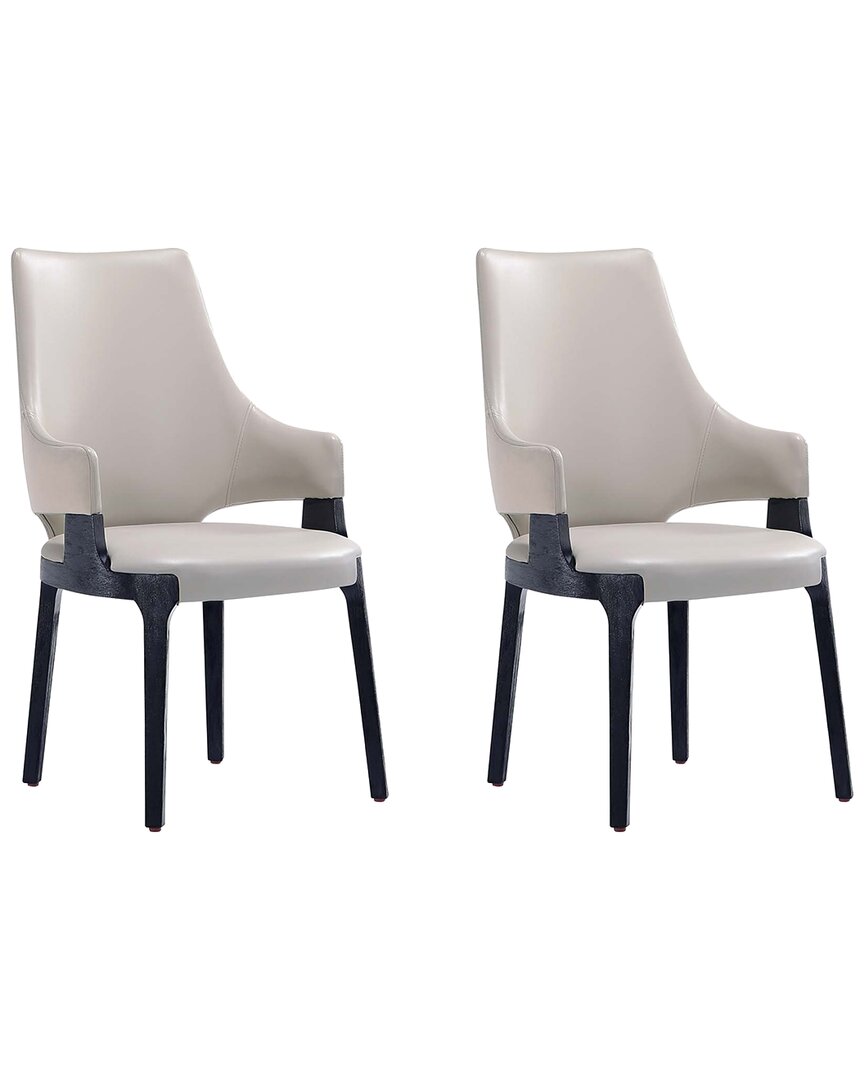 Manhattan Comfort Kara Modern Leatherette & Velvet Upholstered Dining Arm Chair In Grey