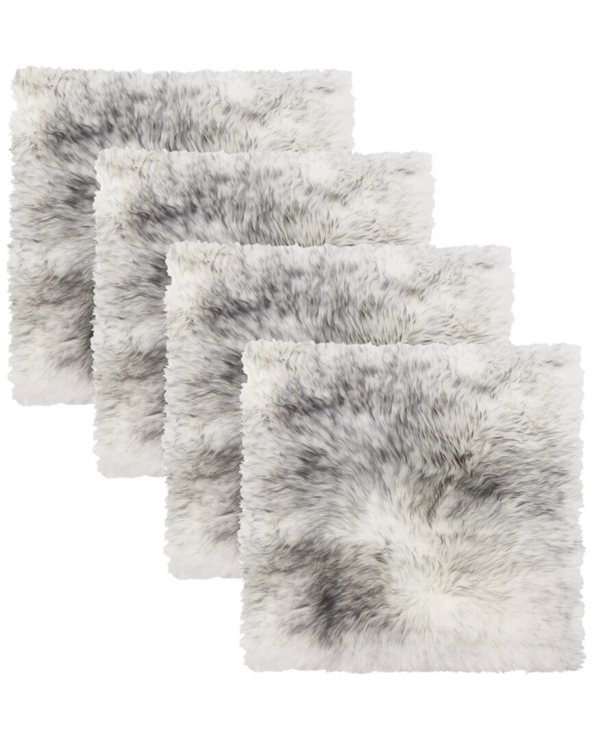 Natural Group Pack Of 4 New Zealand Sheepskin Chair Seat Pad In Grey