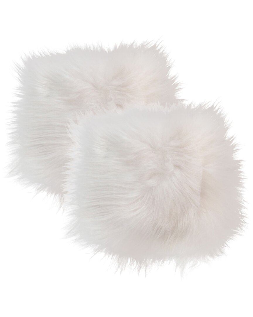 Natural Group Pack Of 2 Icelandic Sheepskin Square Chair Pad In White