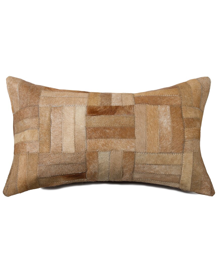 Natural Group Torino Parquet Cowhide Pillow In Brown