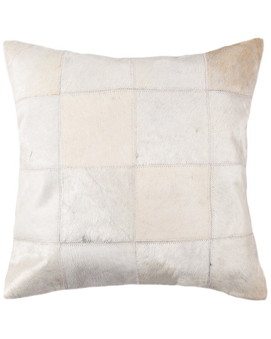 Natural Group Torino Patchwork Cowhide Pillow In White