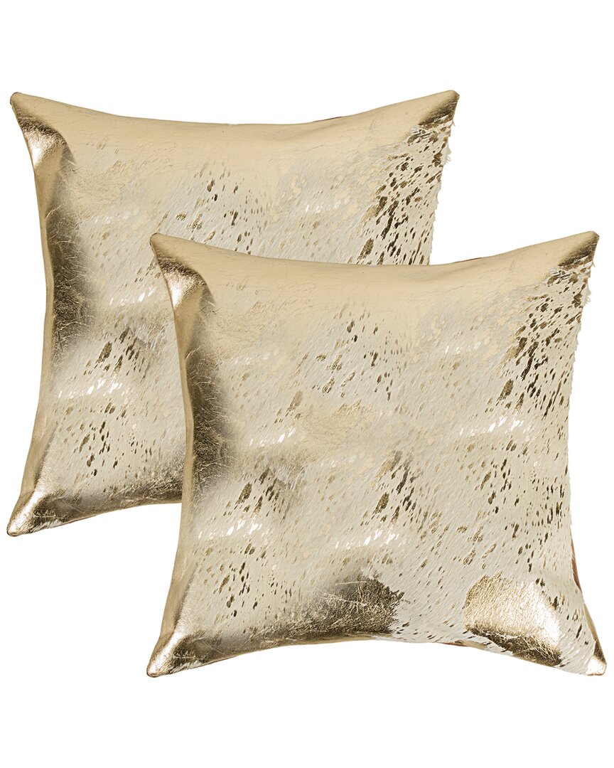 Natural Group Pack Of 2 Torino Scotland Cowhide Pillow In Gold