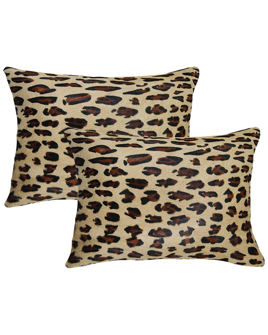 Natural Group Pack Of 2 Torino Togo Cowhide Pillow In Animal Print