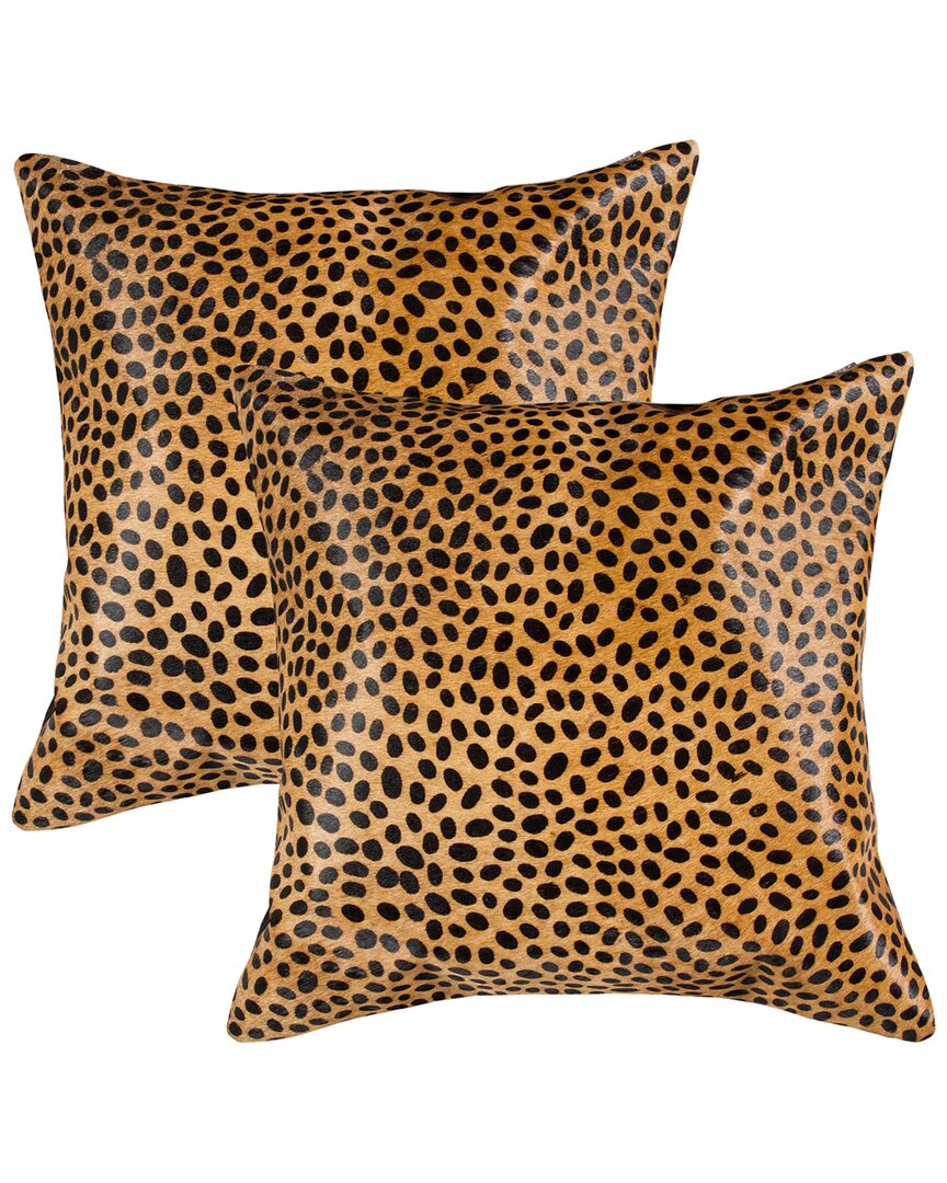 Natural Group Pack Of 2 Torino Togo Cowhide Pillow In Multi