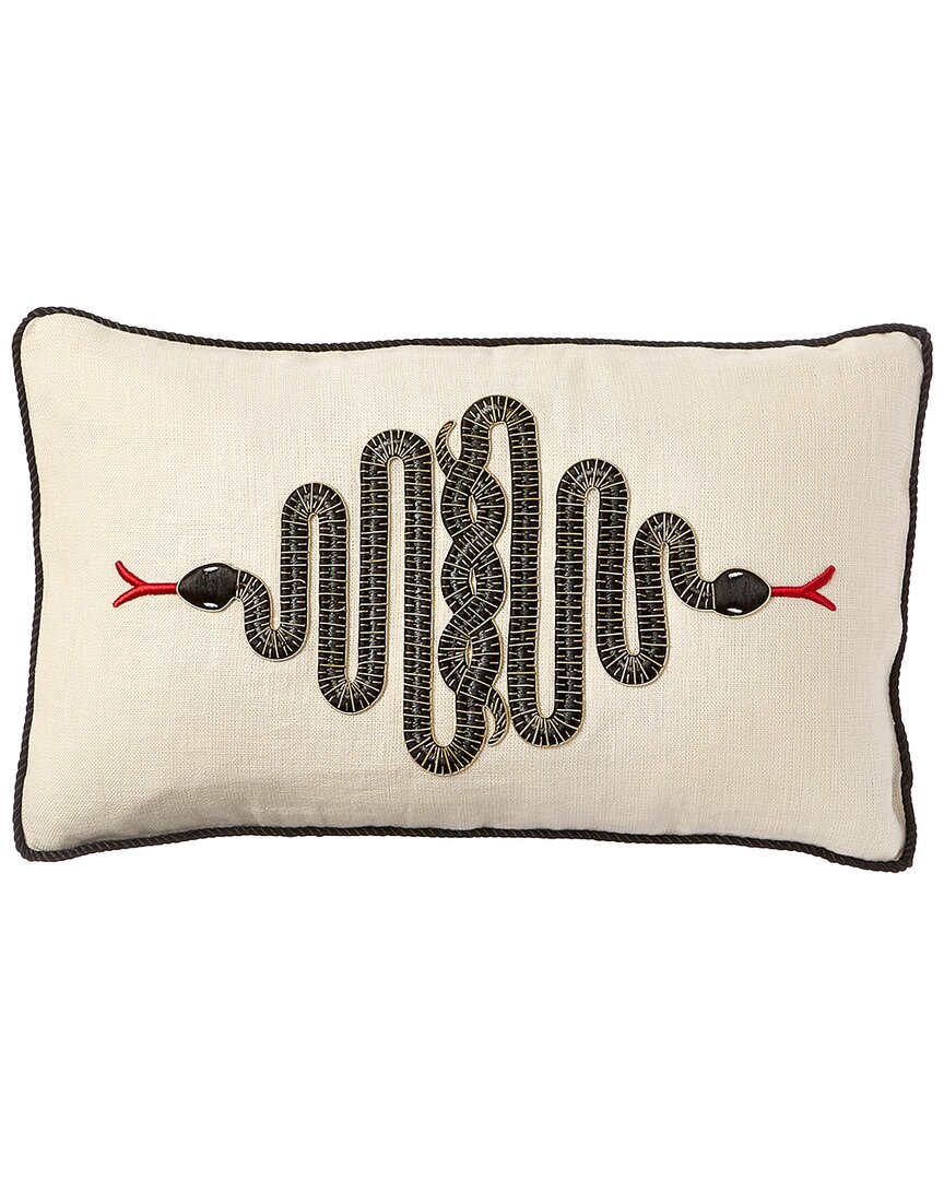 Jonathan Adler Kit Us Snake Embroidered Pillow In White