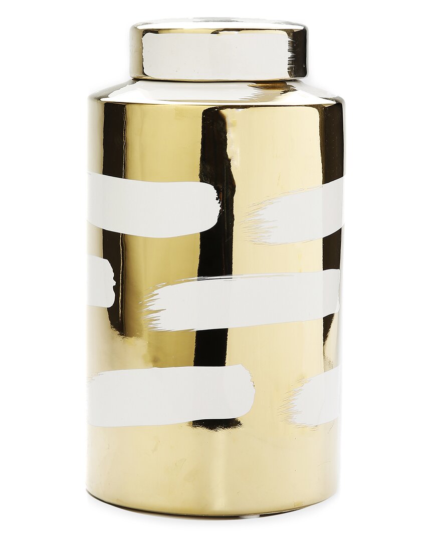 Shop Vivience Porcelain Jar With Cover Brush Design 1 In Gold