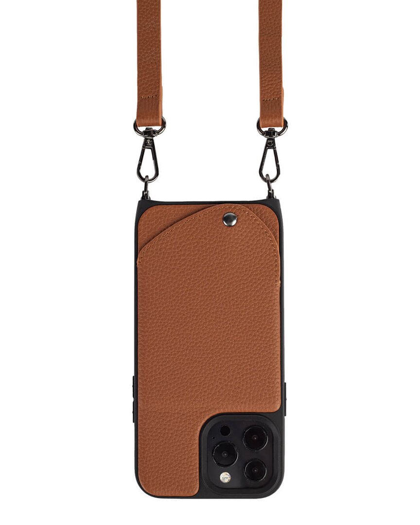 Noemie Napa Crossbody Holder For Iphone 13 Pro Max / 12 Pro Max In Tan