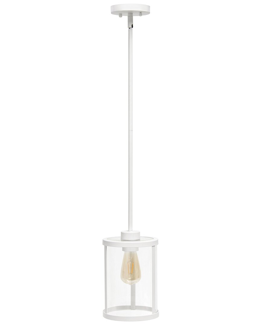 Lalia Home 1-light 9.25in Modern Farmhouse Adjustable Hanging Cylindrical  Clear Glass Pendant Fixture In White