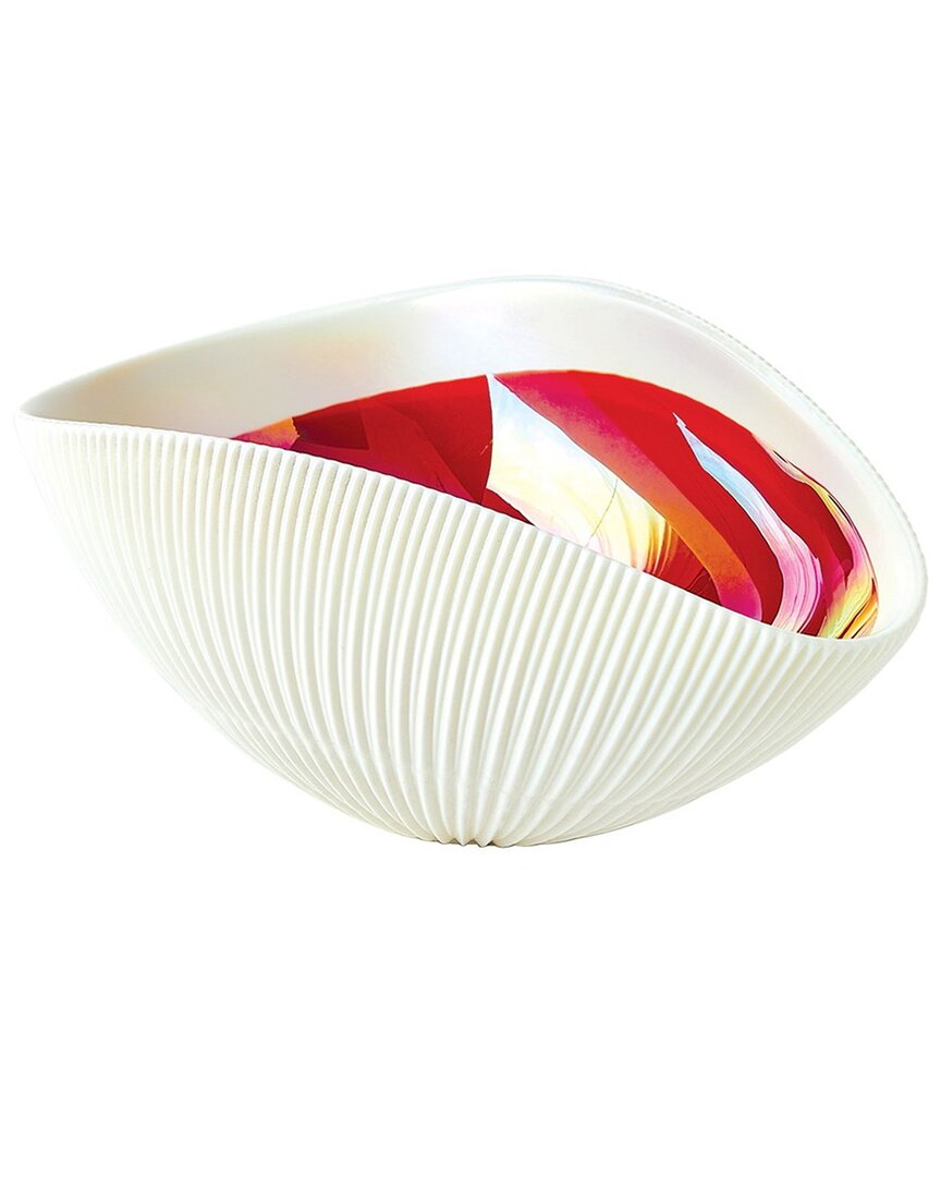 Global Views Pleated Bowl In Red