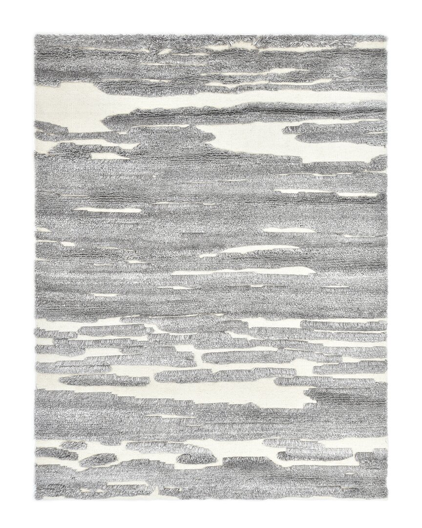 Solo Rugs Maverick Hand-knotted Wool-blend Contemporary Rug In Gray