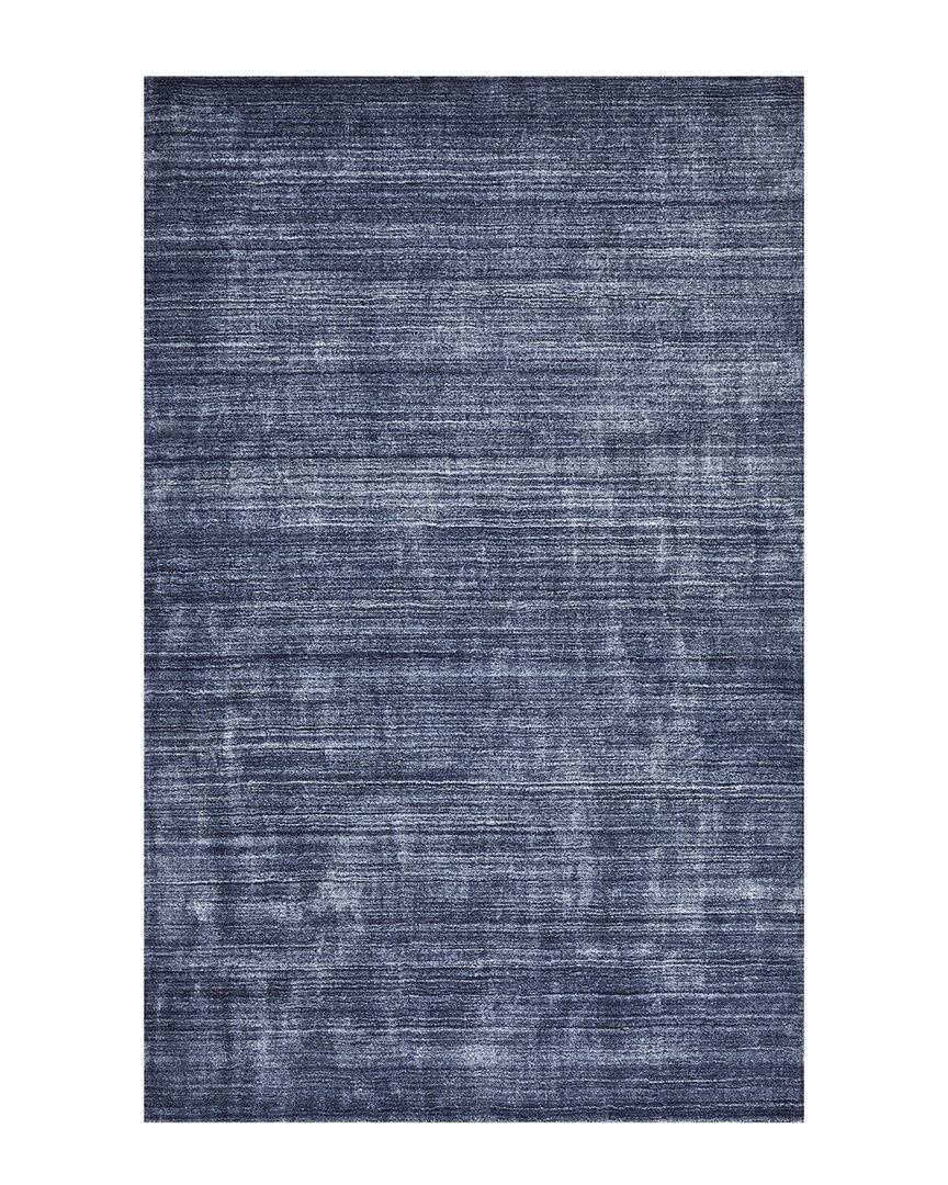 Solo Rugs Harbor Loom Knotted Wool-blend Contemporary Rug In Denim