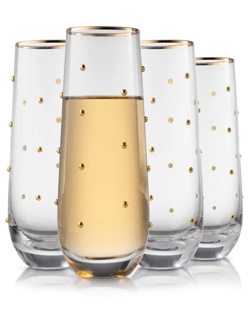 Godinger Set Of 4 Celebrate Stemless Flute In Transparent