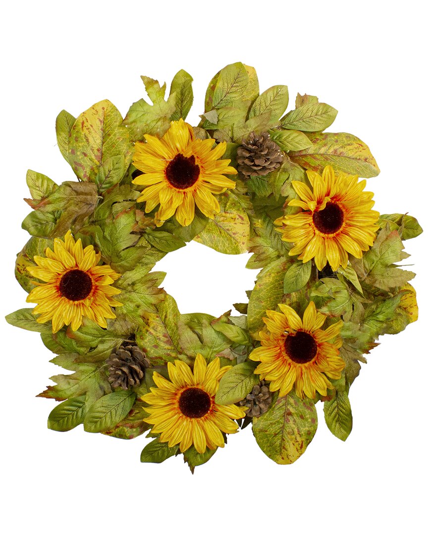 NORTHLIGHT NORTHLIGHT SUNFLOWER & PINE CONE ARTIFICIAL FALL WREATH