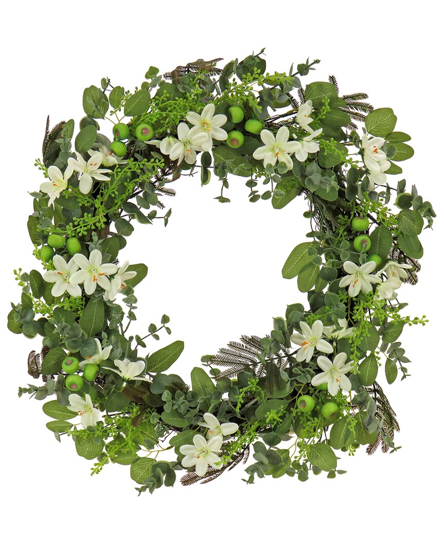 National Tree Company 24in Spring Mixed Blossoms Floral Wreath In Green