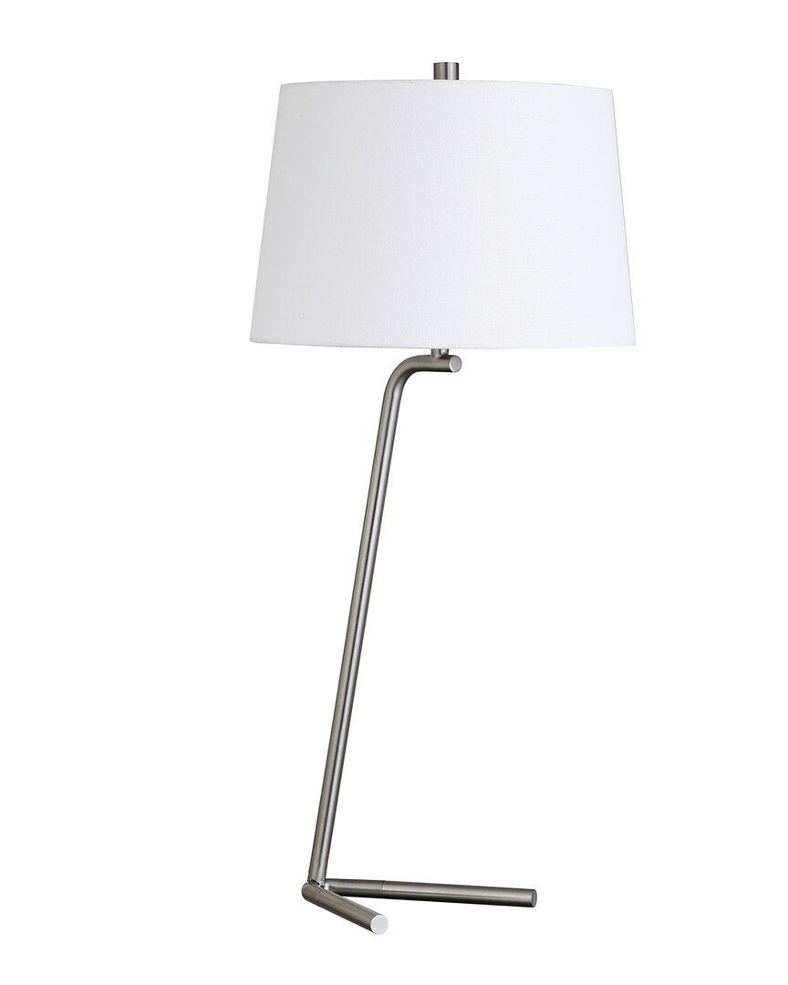 Abraham + Ivy Markos Tilted Brushed Nickel Table Lamp In Silver