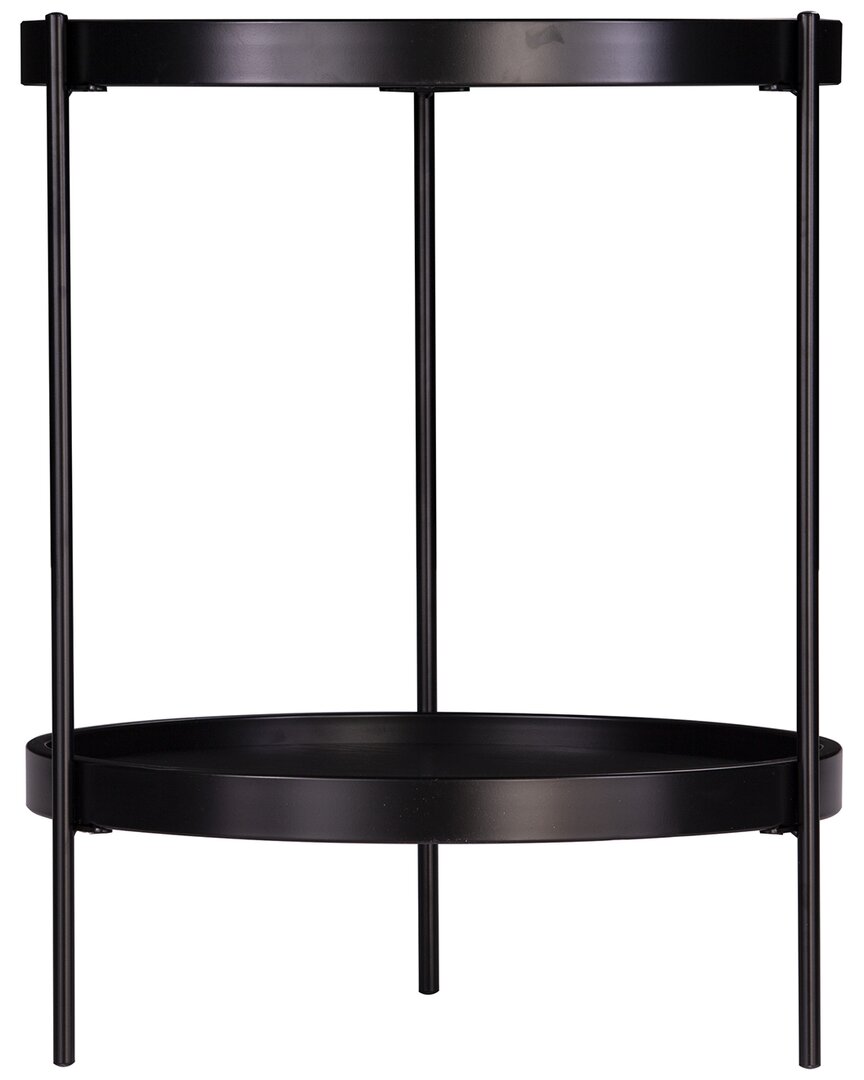 Sei Furniture Verlington Round Farmhouse Style End Table In Black