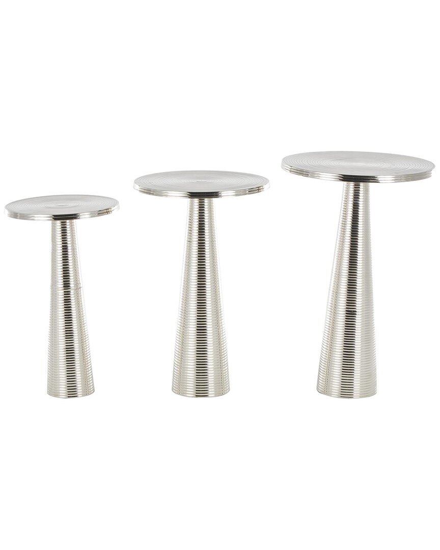 Peyton Lane Set Of 3 Ridged Accent Tables With Layered Ring Tabletops & Cone Shaped Bases