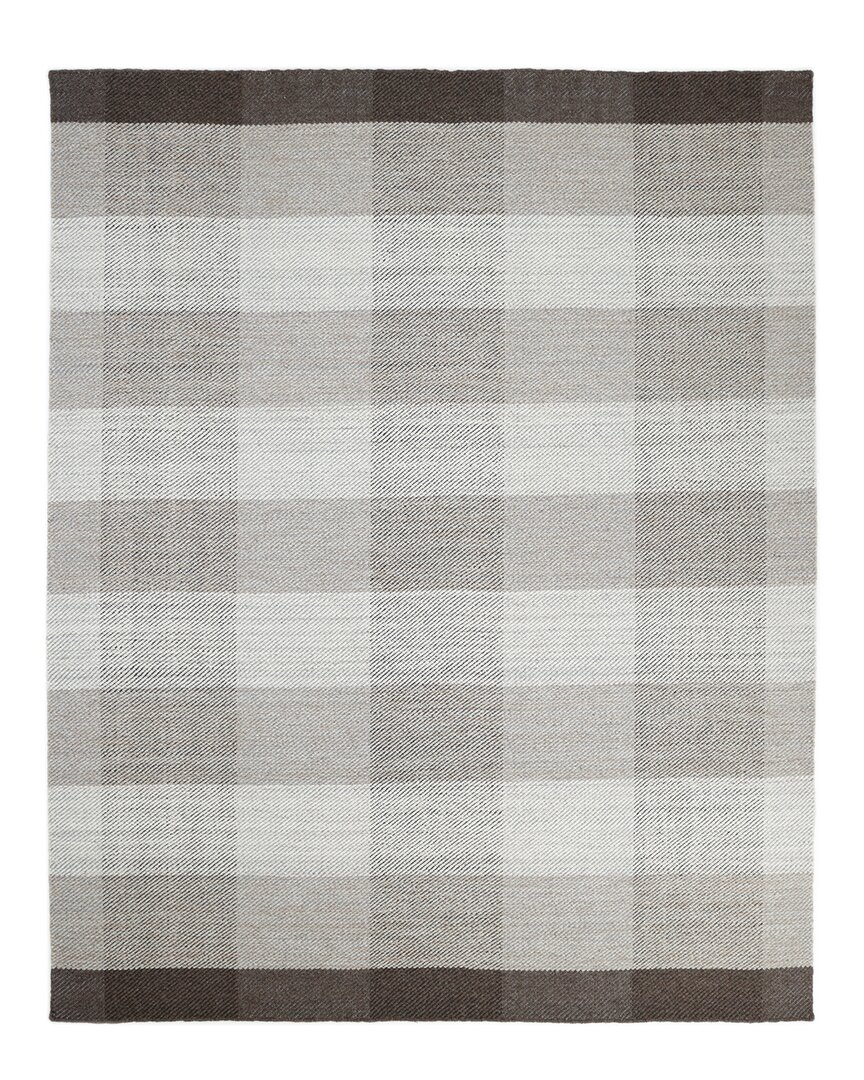 Solo Rugs Carrie Contemporary Checkered Hand-woven Wool-blend Area Rug In Brown