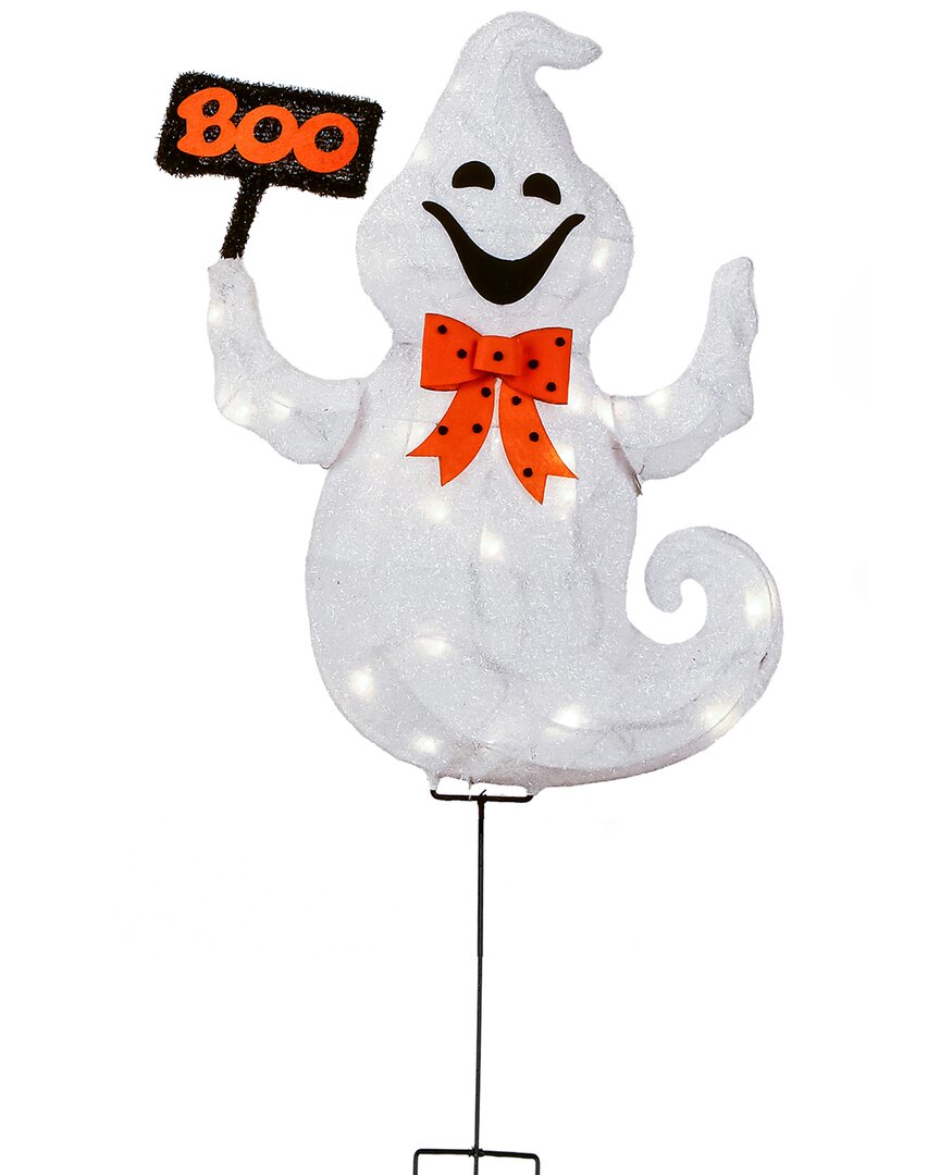 NATIONAL TREE COMPANY NATIONAL TREE COMPANY 31 PRE-LIT GHOST WITH BOO BANNER GARDEN STAKE