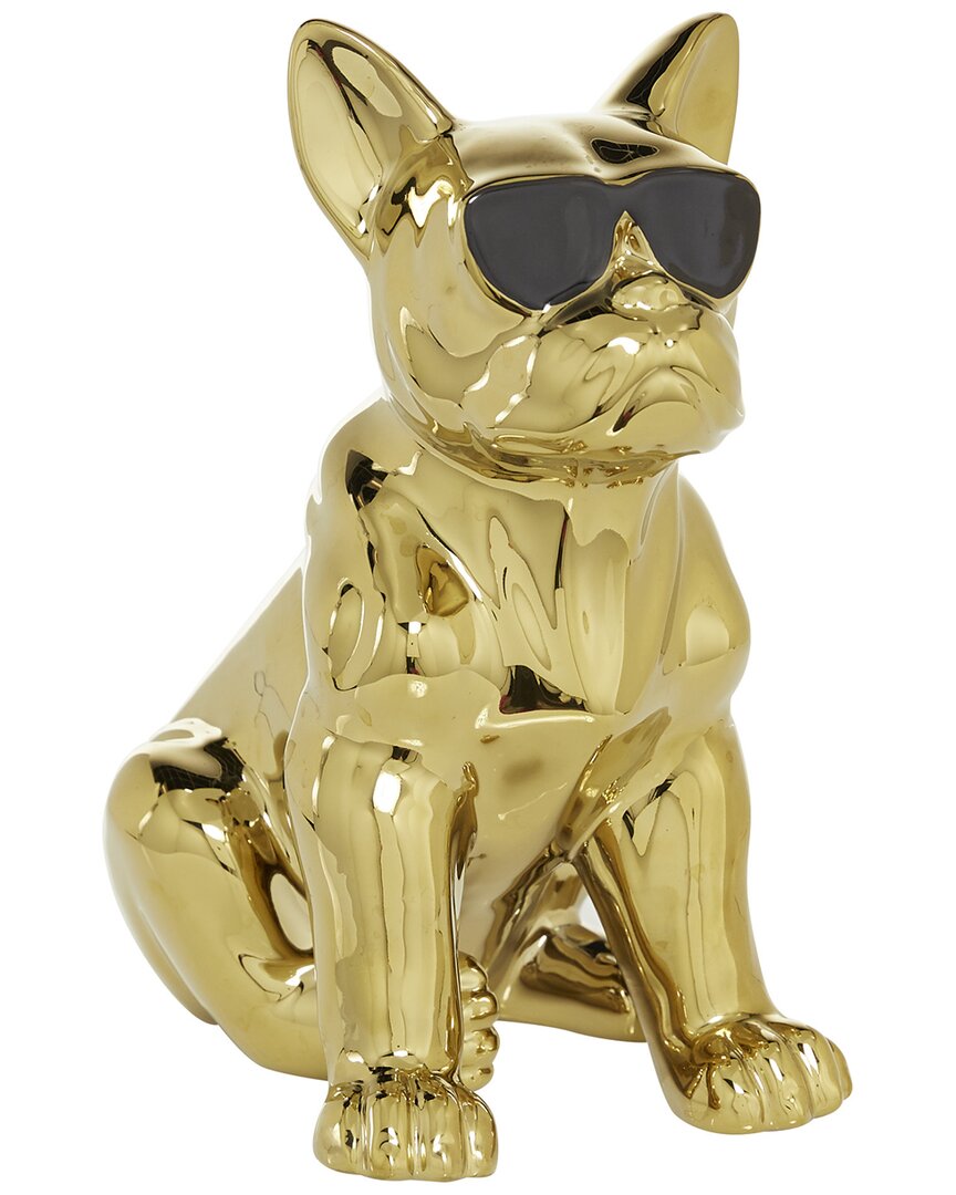 Cosmoliving By Cosmopolitan Glam Dog Ceramic  Sculpture In Gold