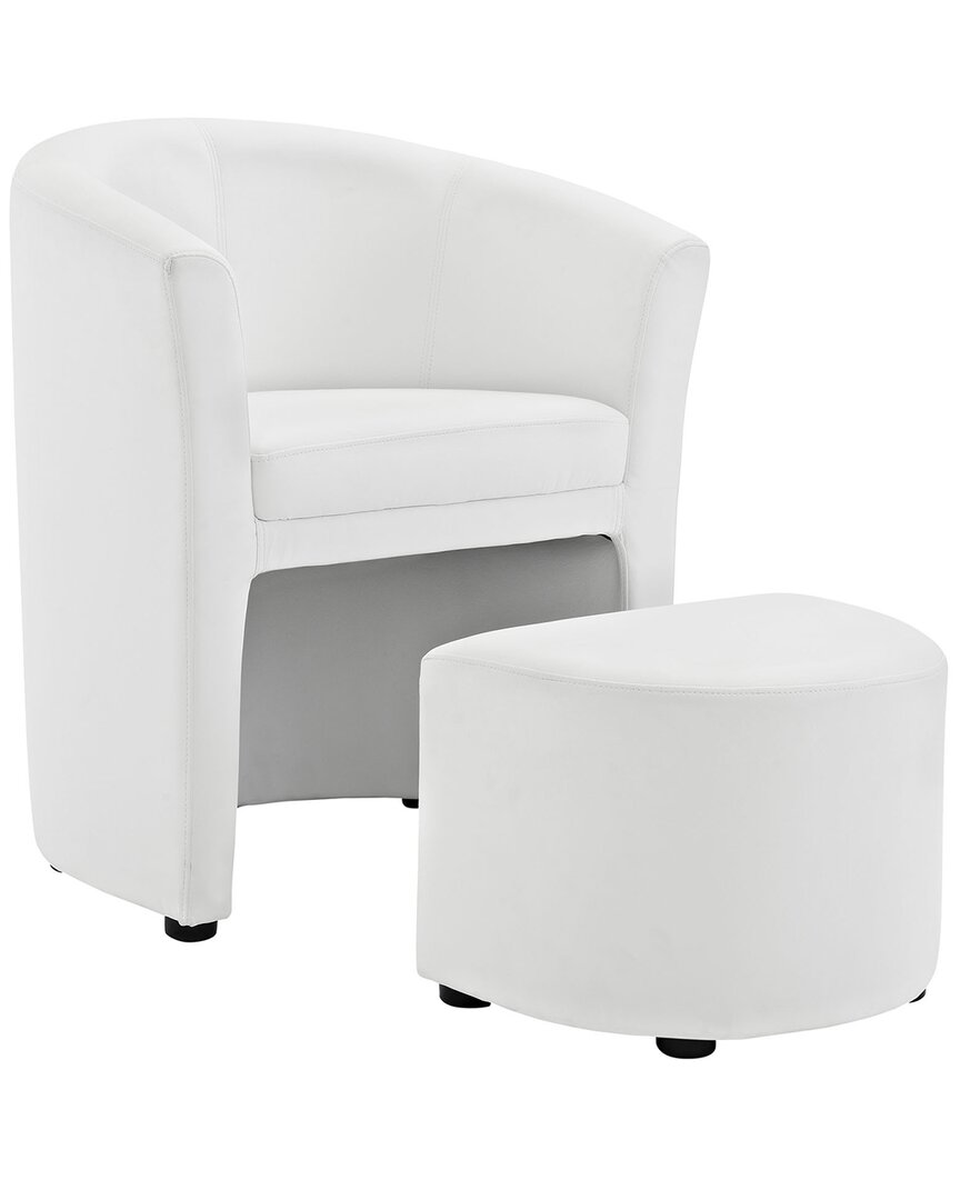 Modway Divulge Armchair & Ottoman In White