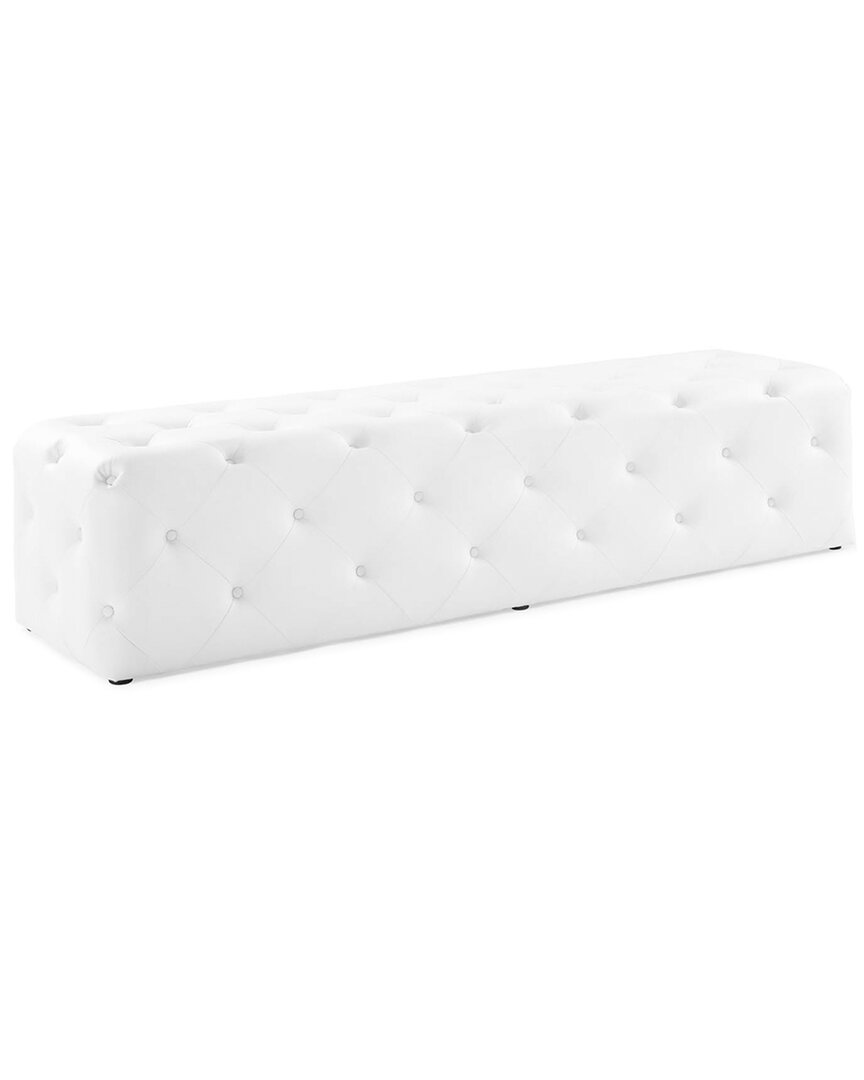 Modway Amour 72 Tufted Button Entryway Faux Leather Bench In White