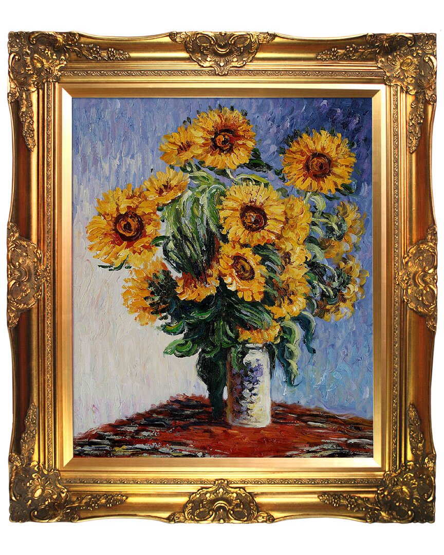 Handpainted Hued Hand-painted Masterpieces Sunflowers By Monet In Beige
