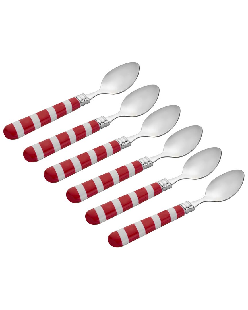 Godinger Candy Cane Dessert Spoons (set Of 6) In White