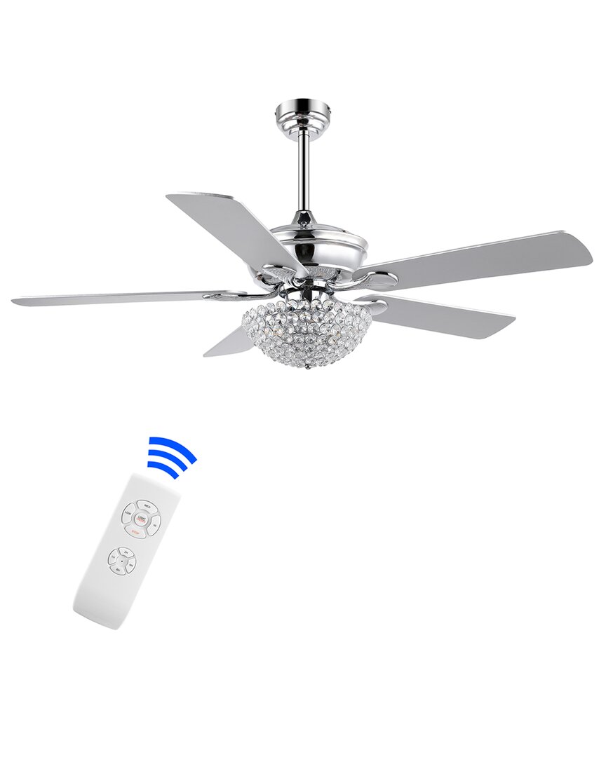 Jonathan Y Cammy 52in 3-light Traditional Transitional Iron Led Ceiling Fan In Silver