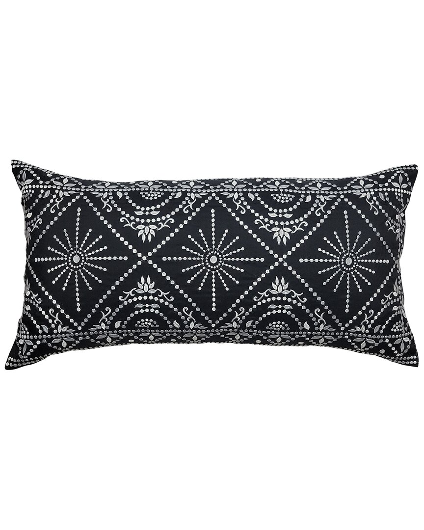 Edie Home Indoor/outdoor Embroidered Tile Oblong Decorative Pillow
