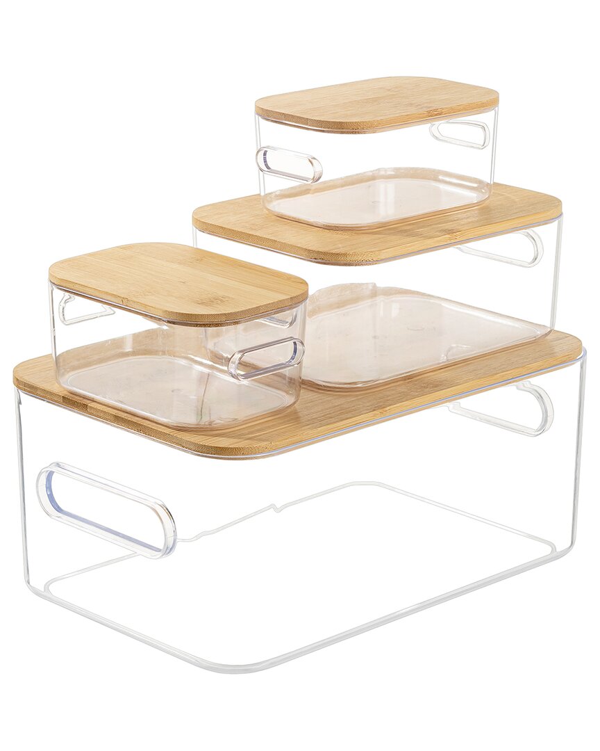 Sorbus 4pc Container Set With Bamboo Lid Covers In Nocolor