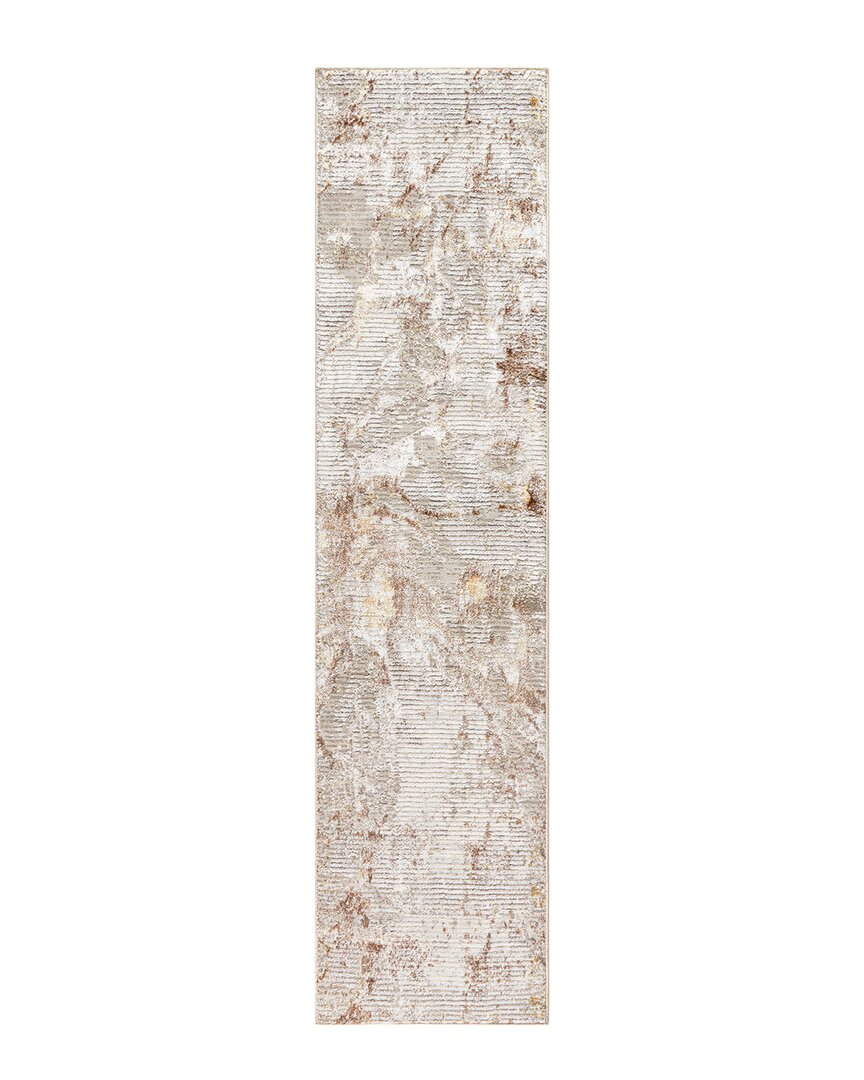Town & Country Luxe Bold Marble Deco Area Rug With Metallic Ribbed Pile In Taupe